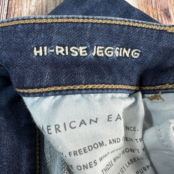 American Eagle HI RISE JEGGING Size 8 X Short Distressed Jeans Denim Pants 28x24 - Picture 13 of 14